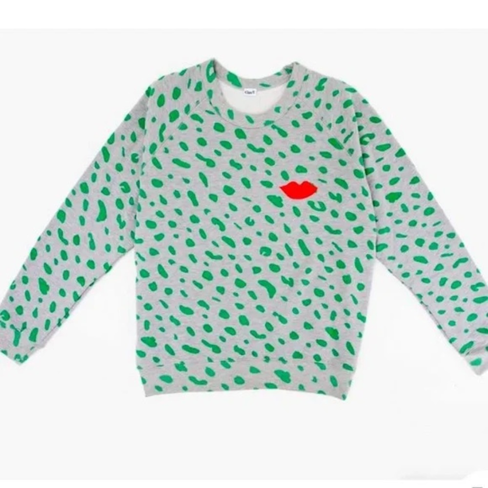 Clare V Jaguar w/lips light grey and green in small